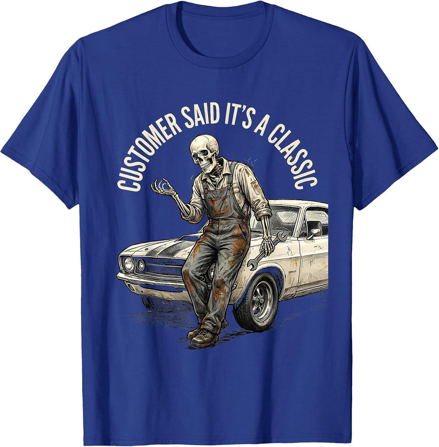Customer Said It's A Classic Mechanic Skeleton Design T-Shirt - Royal Blue