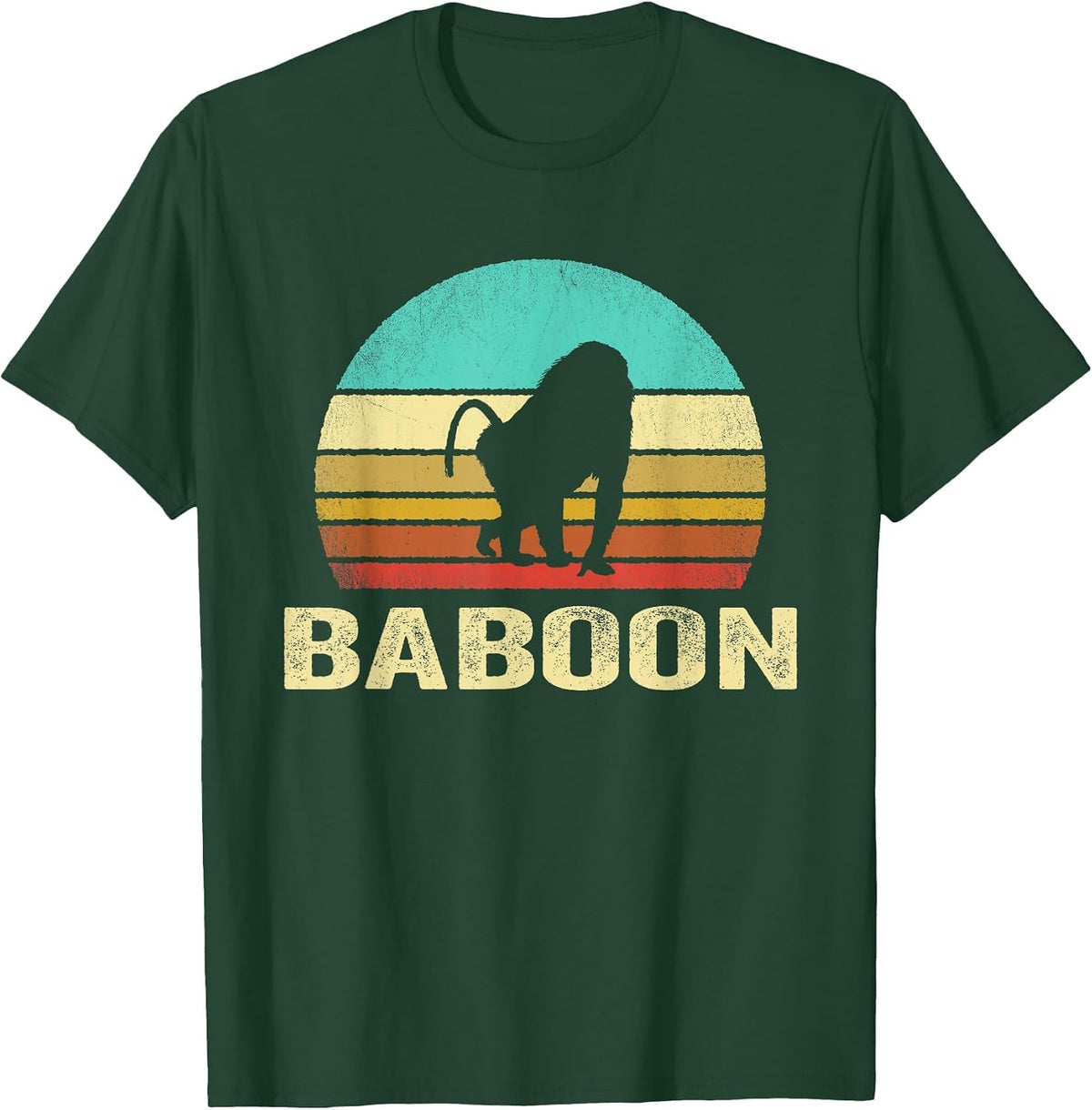 Vintage Baboon Shirt Sunset T-Shirt - Dark Green