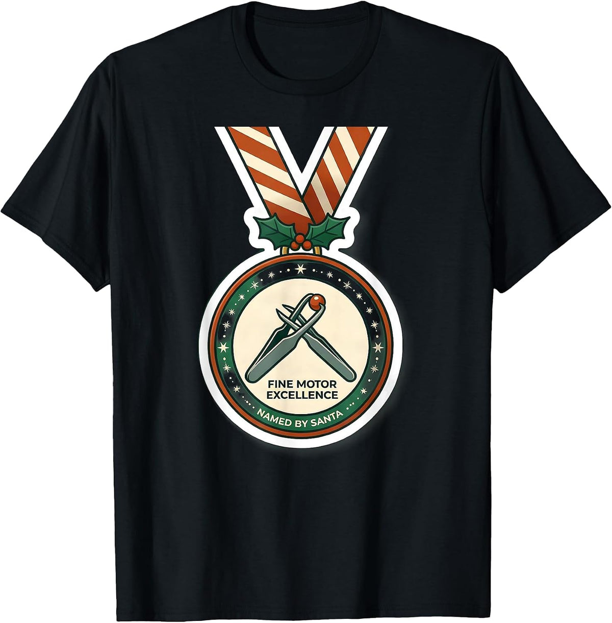 Men's Fine Motor Excellence Named By Santa Occupational Therapist T-Shirt - Black