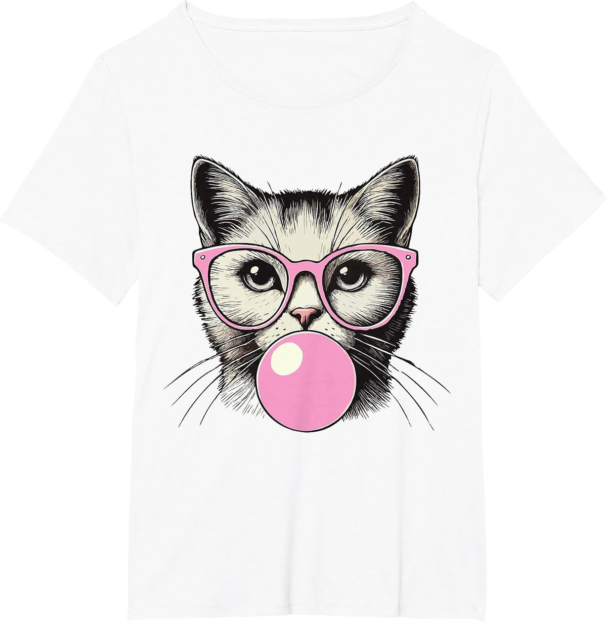 Cute Cat Shirt for Women Funny Cat Lovers T-Shirt - White