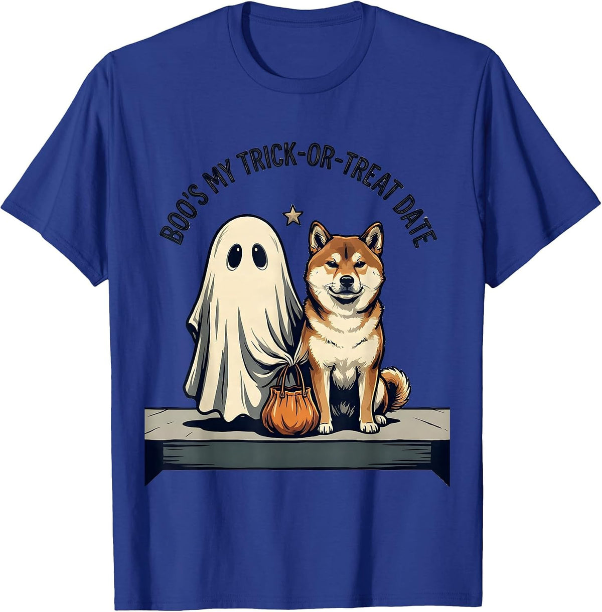 Boo's My Trick-or-Treat Date Funny Ghost Dog Mom Halloween T-Shirt - Royal Blue