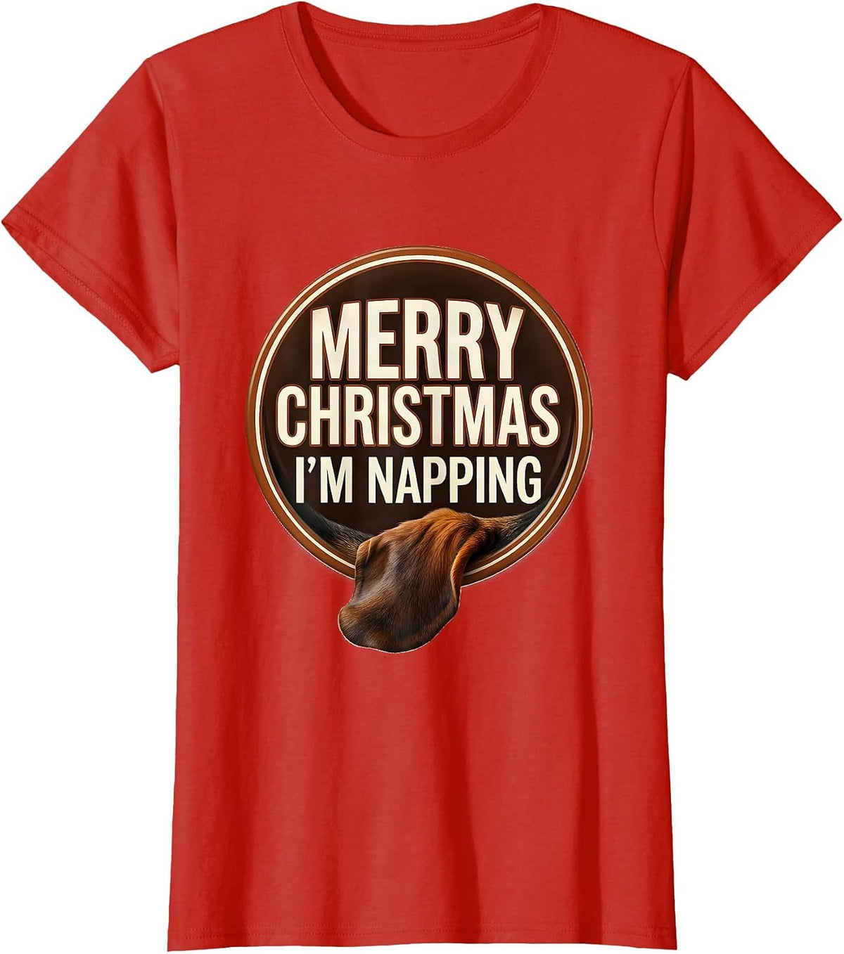 Merry Christmas I'm Napping Funny Basset Hound Dog Lover T-Shirt - Red