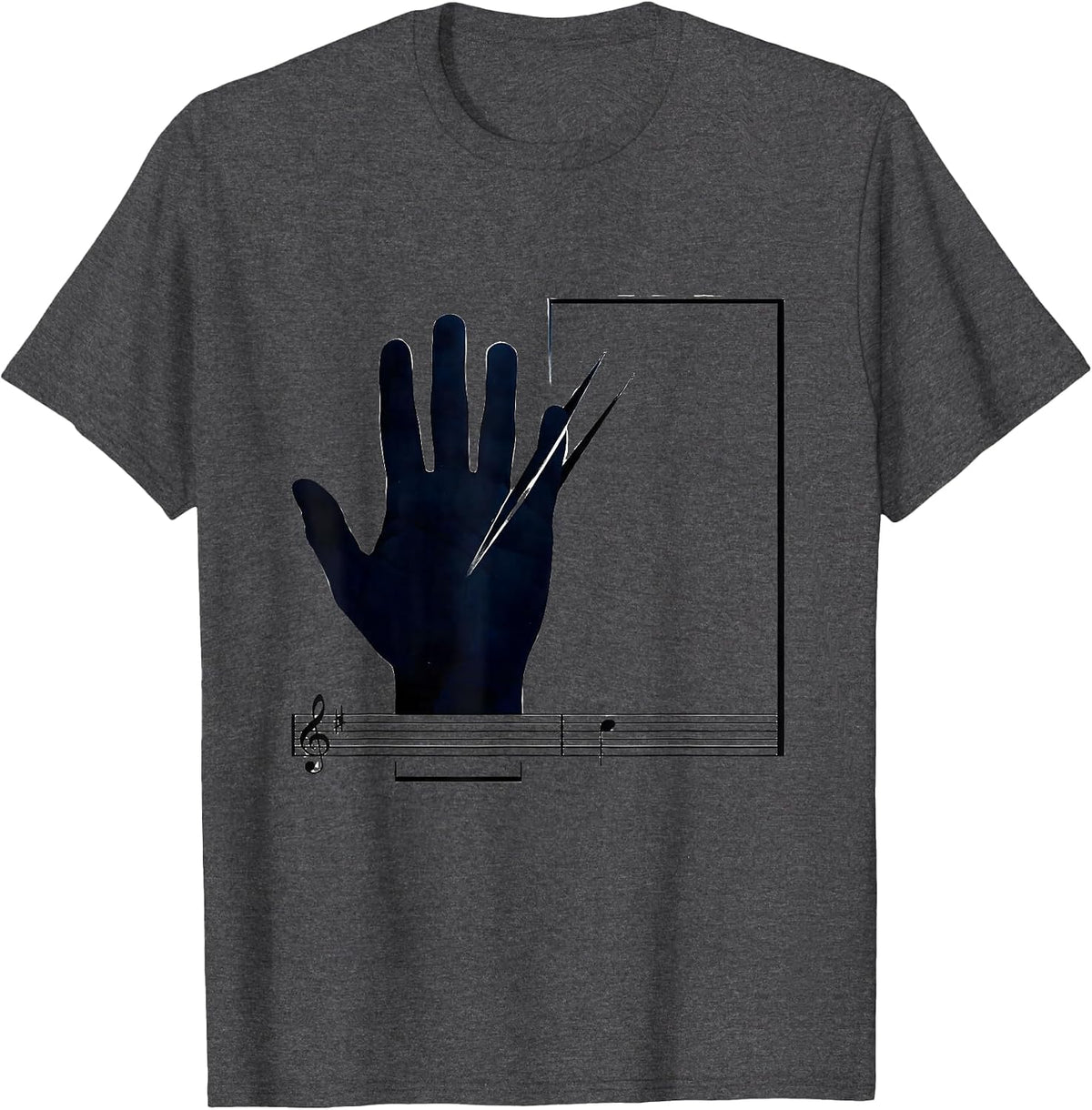 Men's Music Symbol Humor Editorial Conceptual Musician Gift T-Shirt - Dark Heather Grey
