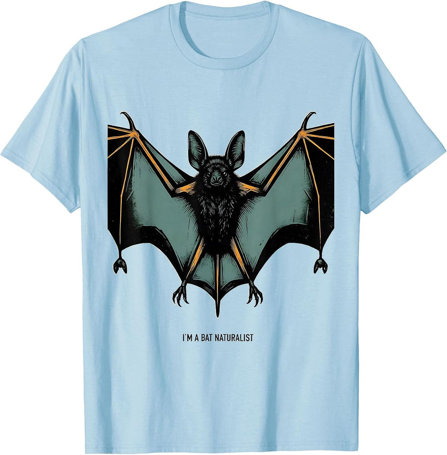 Men's I'm A Bat Naturalist Editorial Conceptual Bat Lover Wildlife T-Shirt - Baby Blue
