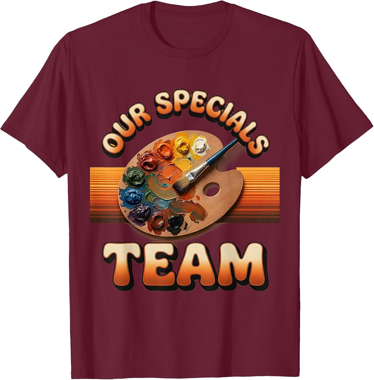 Men's OUR SPECIALS TEAM Retro Specialist Teacher Squad Team T-Shirt - Burgundy