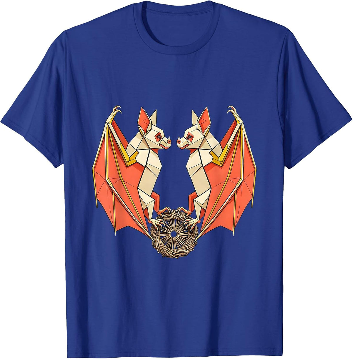 Men's Bat Geometric Interlocked Wildlife Lover T-Shirt - Royal Blue