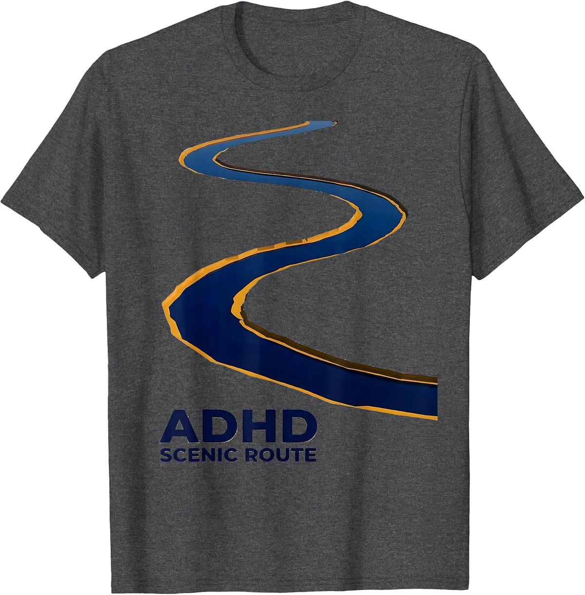 Men's ADHD Scenic Route Editorial Conceptual Neurodiversity T-Shirt - Dark Heather Grey