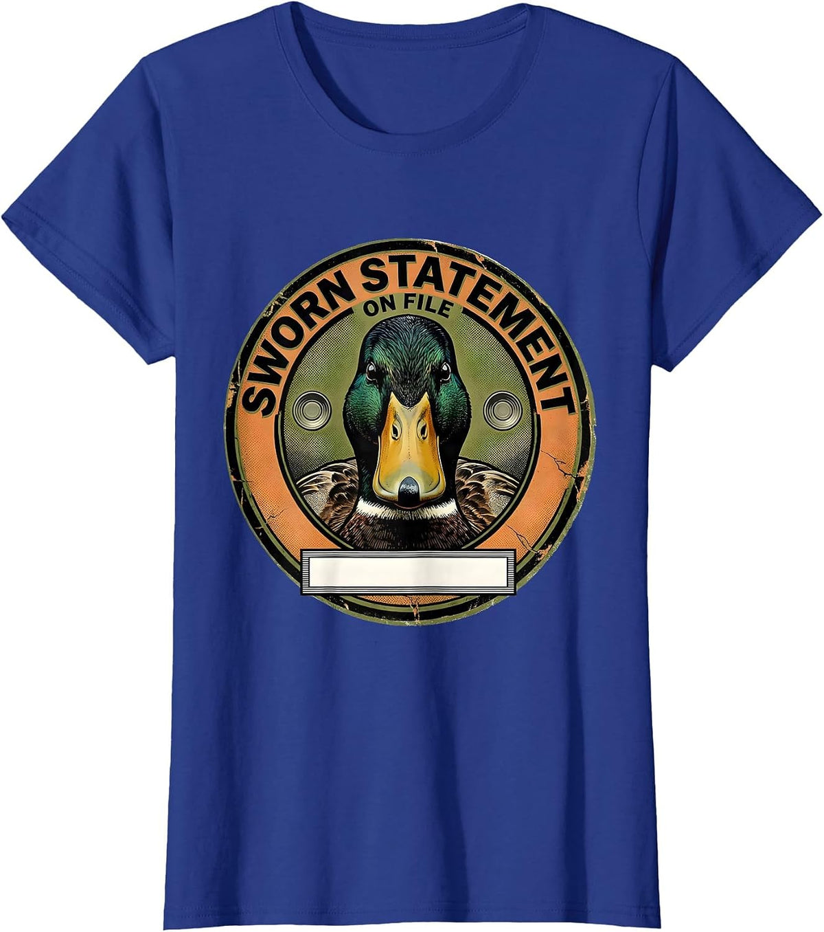 Women's Sworn Statement On File Funny Duck UFO Alien Selfie Humor T-Shirt - Royal Blue