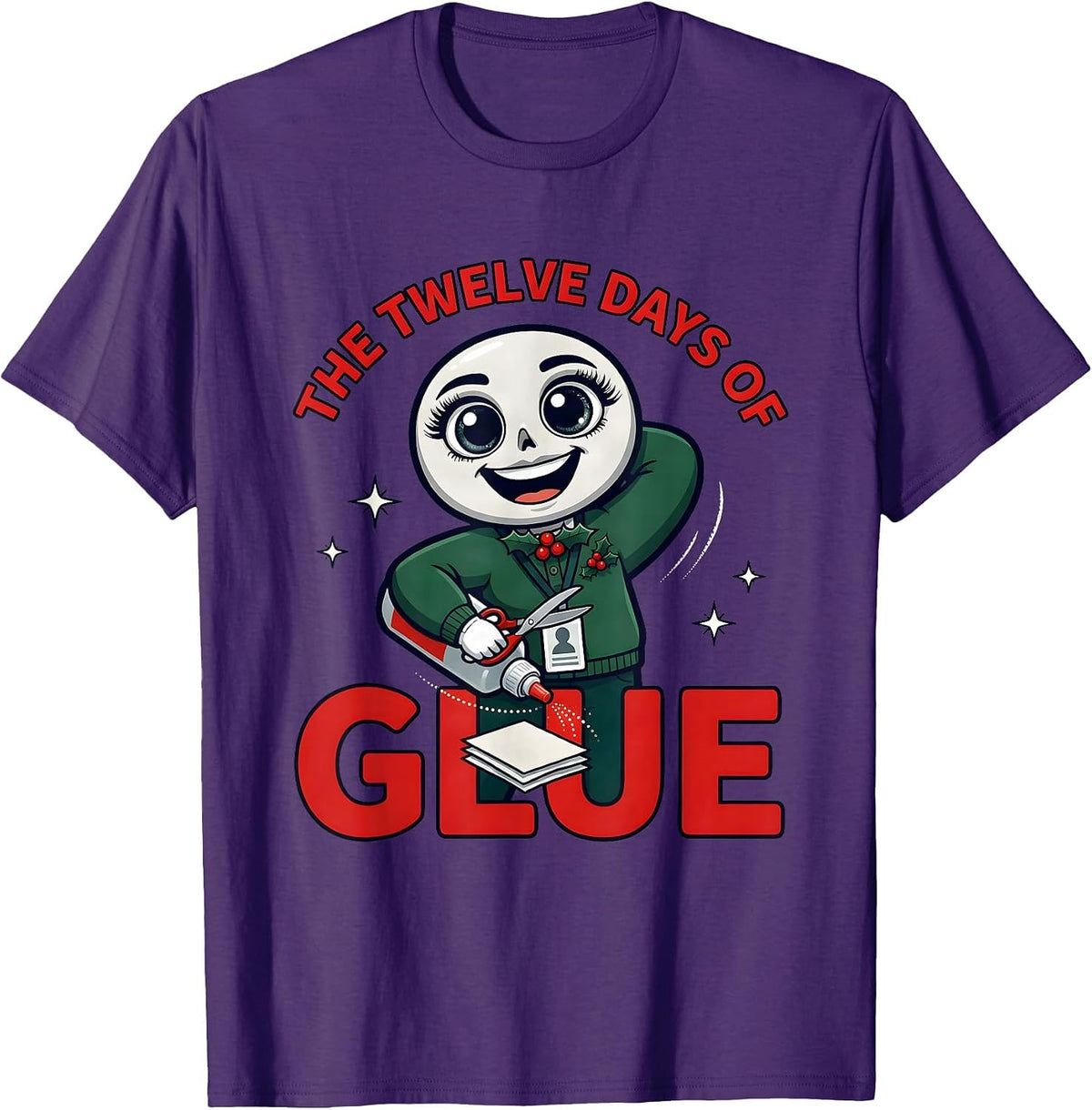 Men's THE TWELVE DAYS OF GLUE Funny Teacher Christmas T-Shirt - Purple