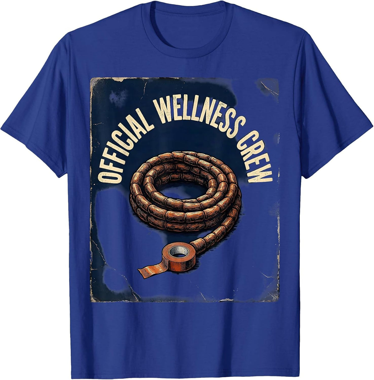 Men's Official Wellness Crew Distressed Health Trainer Coach Staff T-Shirt - Royal Blue
