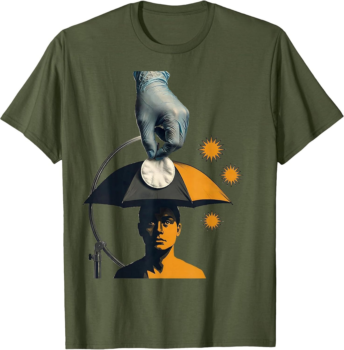 Gloved Hand Editorial Conceptual Esthetician Gift T-Shirt - Olive Green