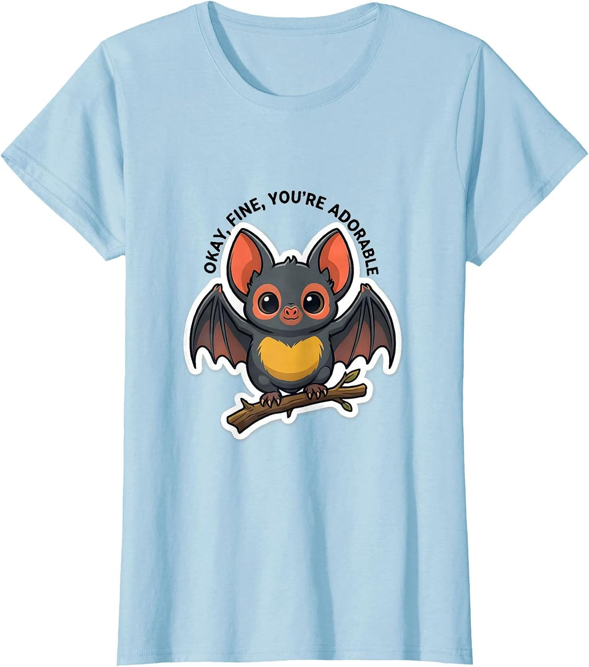 Okay, Fine, You're Adorable Vintage Bat Lover Halloween T-Shirt - Baby Blue