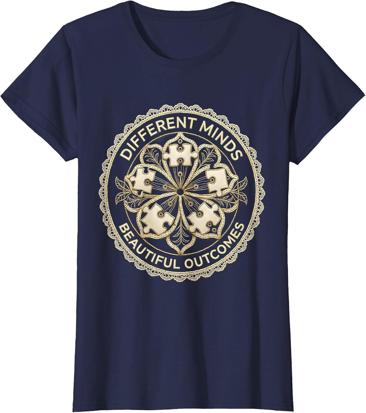Women's Different Minds Beautiful Outcomes Special Ed Teacher T-Shirt - Navy Blue
