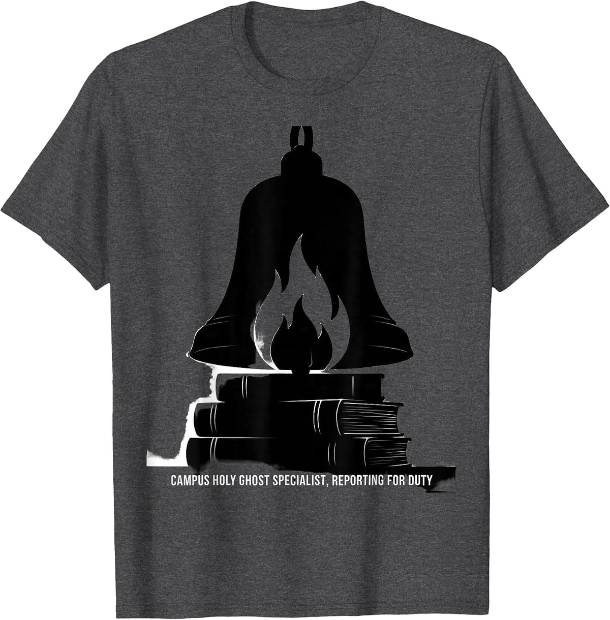 Men's Campus Holy Ghost Specialist, Reporting For Duty Spooky T-Shirt - Dark Heather Grey