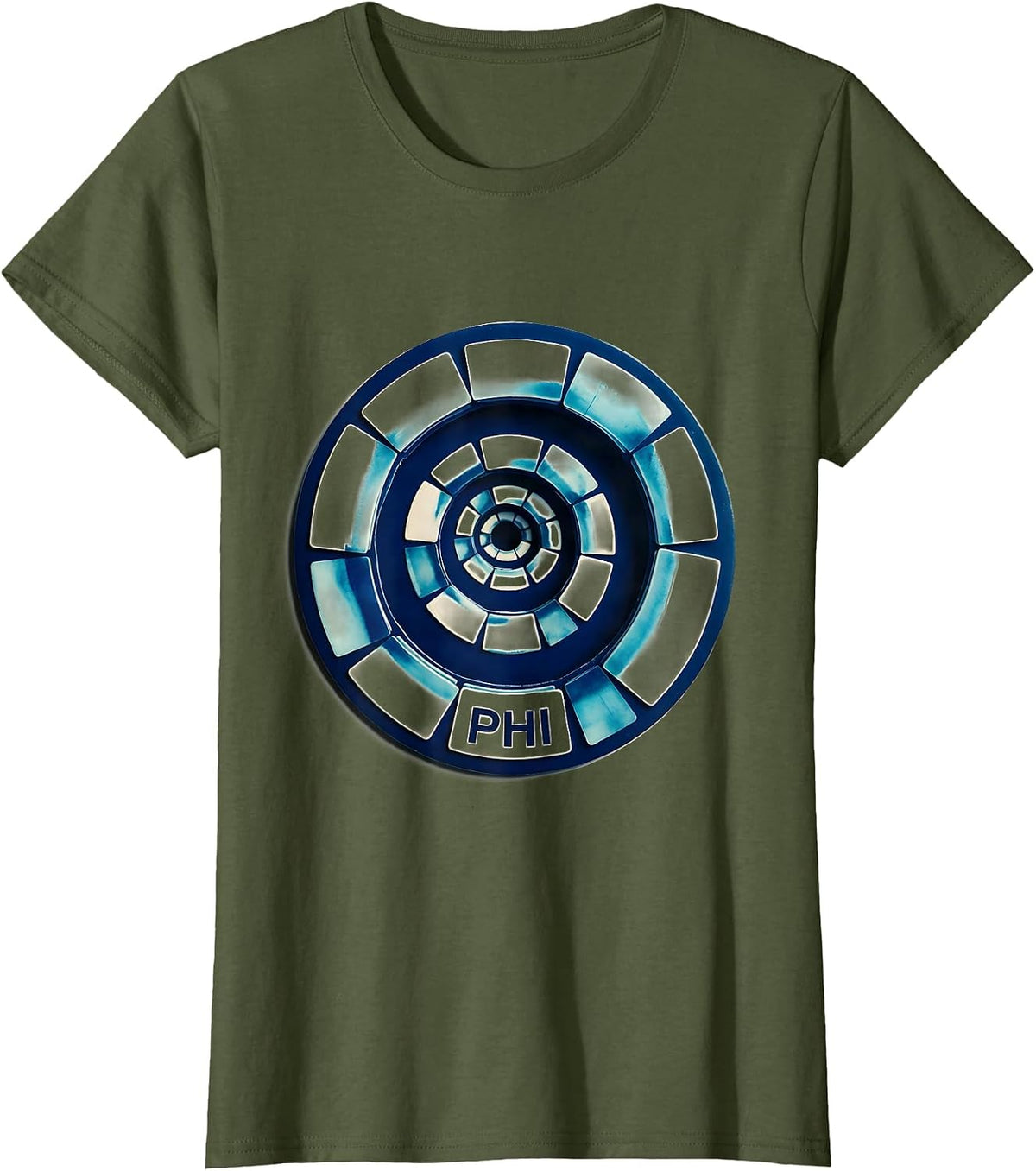 Women's Phi Sacred Geometry Fibonacci Spiral Golden Ratio Math T-Shirt - Olive Green