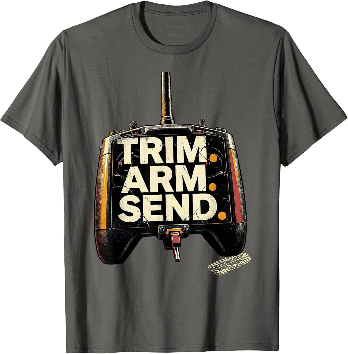 Men's Trim Arm Send Distressed Vintage RC Racing Drag Strip T-Shirt - Asphalt Grey