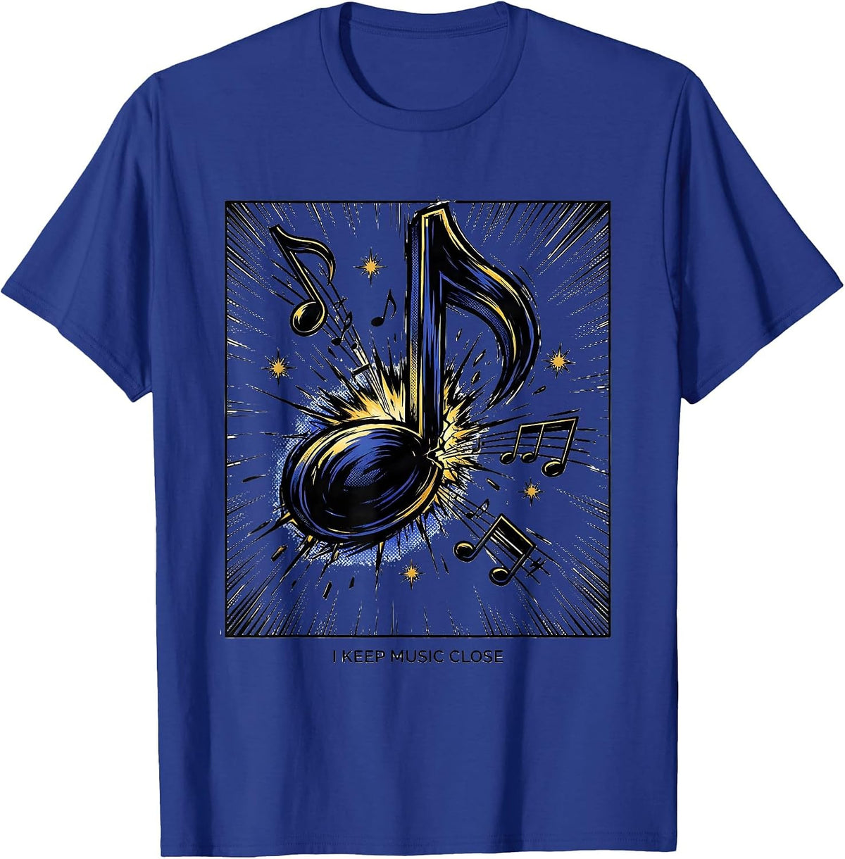 Men's I Keep Music Close Comic Book Music Lover Gift T-Shirt - Royal Blue