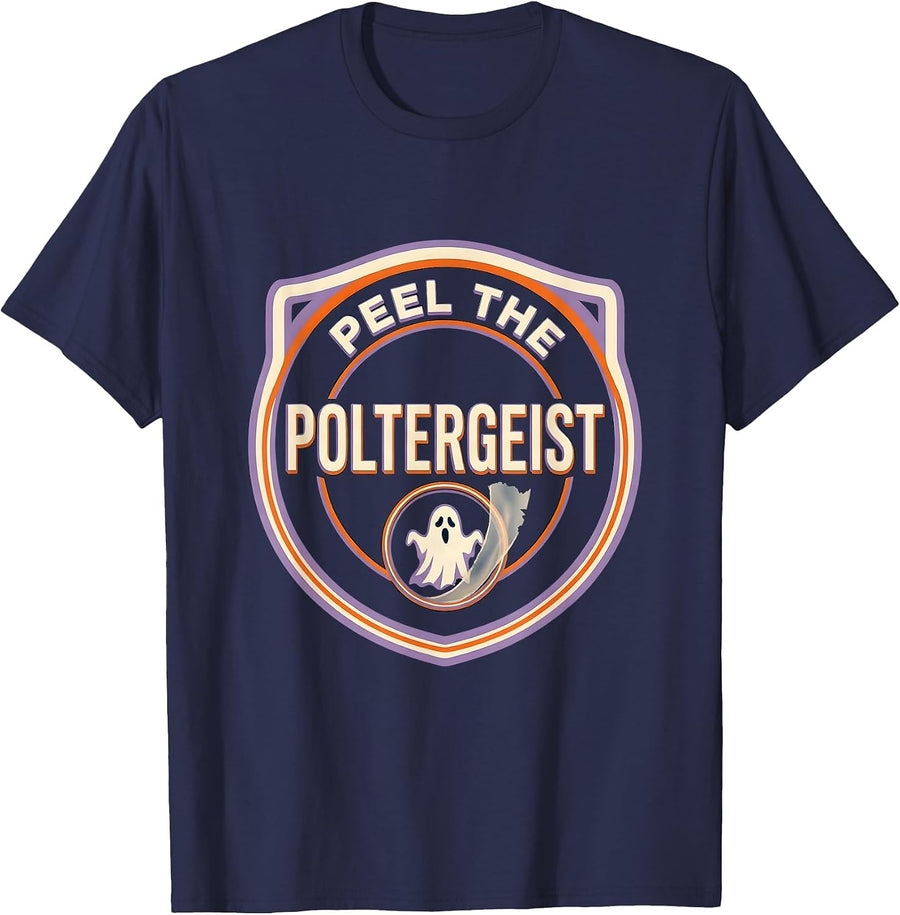 Peel The Poltergeist Dermatology Halloween Esthetician Humor T-Shirt - Navy Blue
