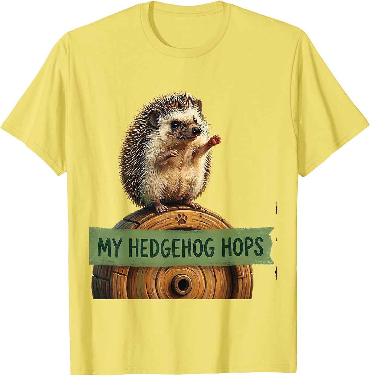 Men's My Hedgehog Hops Storybook Cute Hedgehog Lover Gift T-Shirt - Lemon Yellow