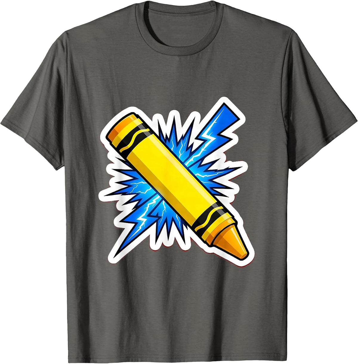Men's Electric Crayon Lightning Bolt Graphic T-Shirt - Asphalt Grey