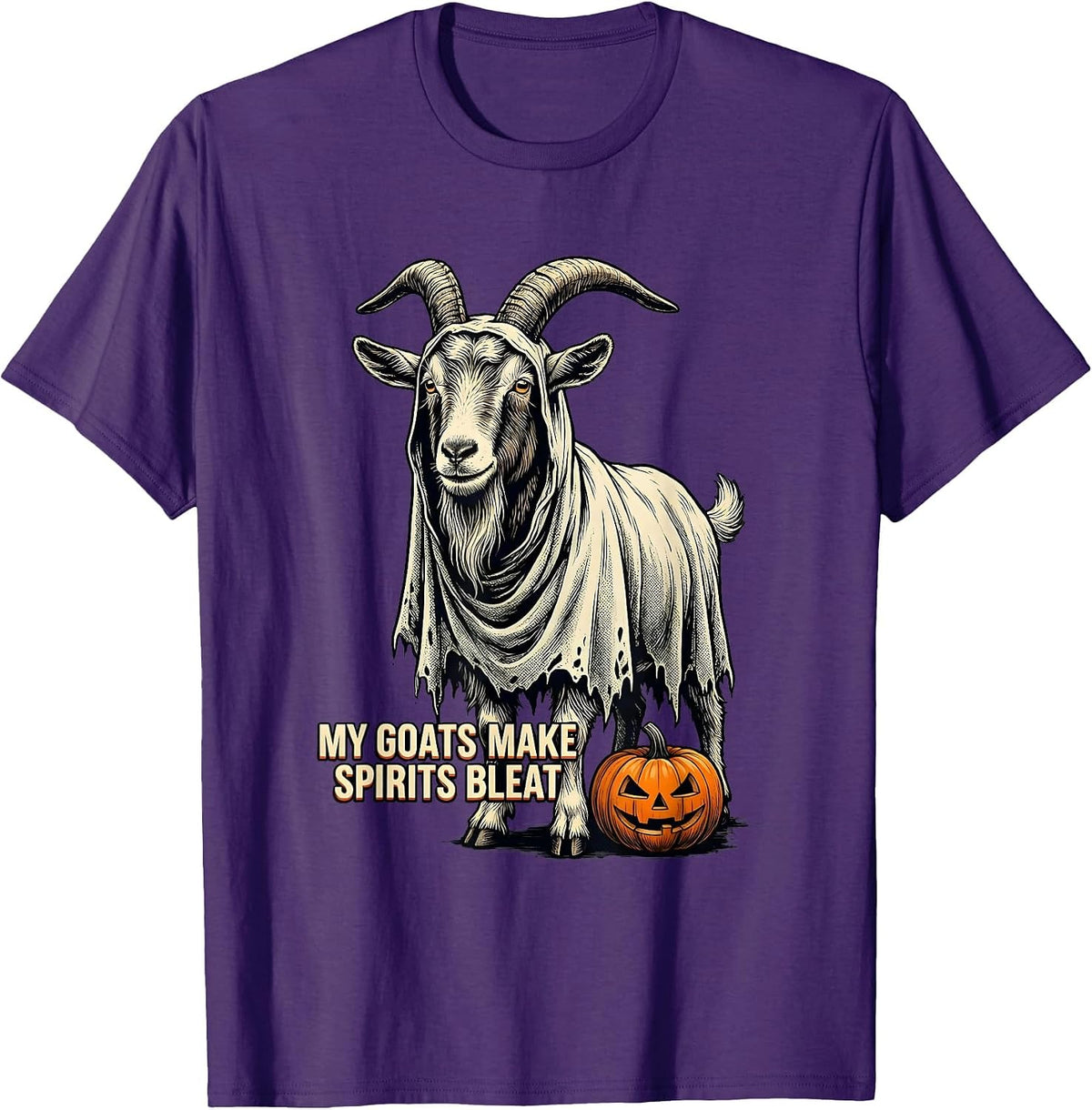 My Goats Make Spirits Bleat Funny Goat Ghost Halloween T-Shirt - Purple