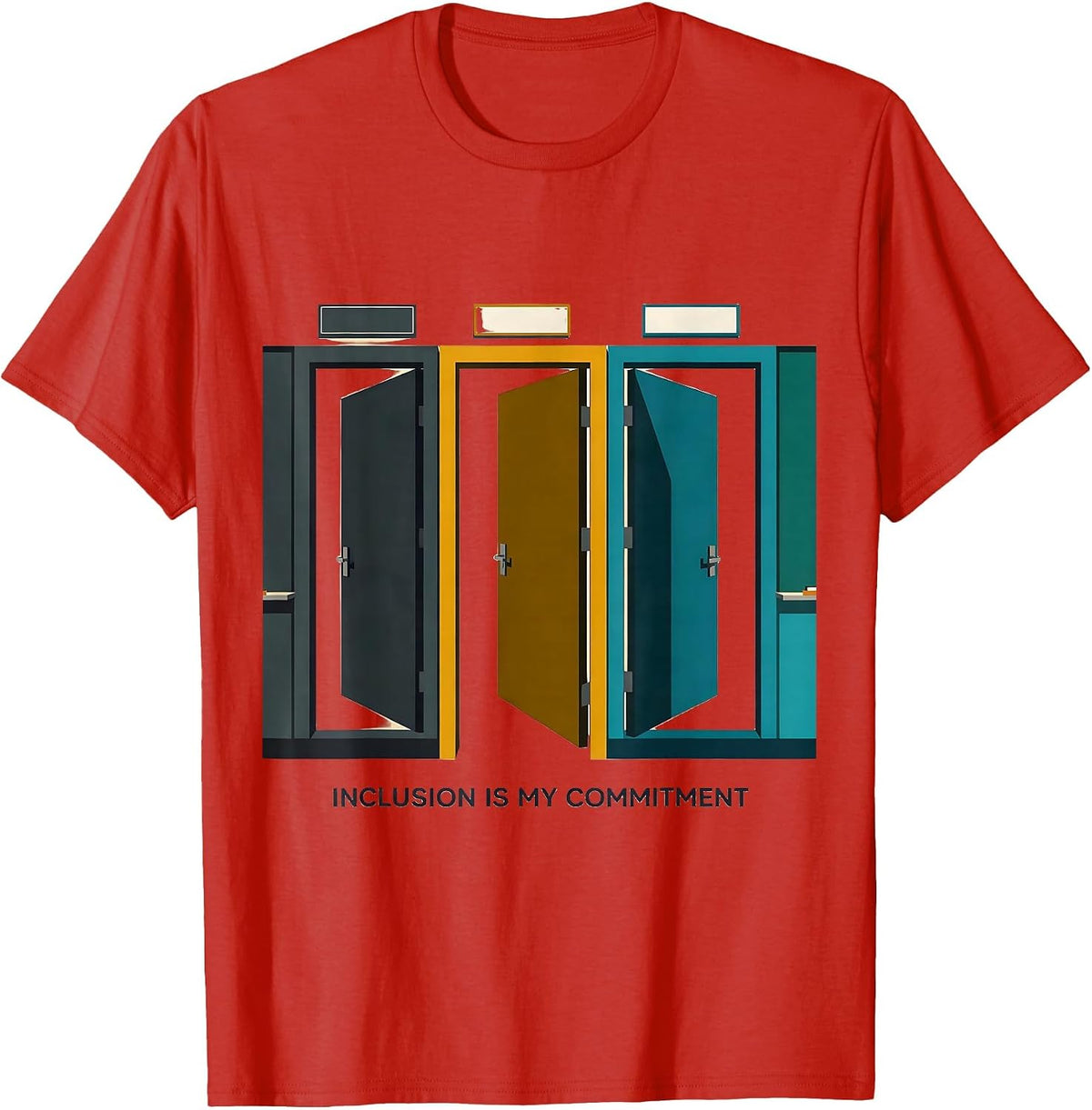 Men's Inclusion Is My Commitment Midcentury Modern Special T-Shirt - Red