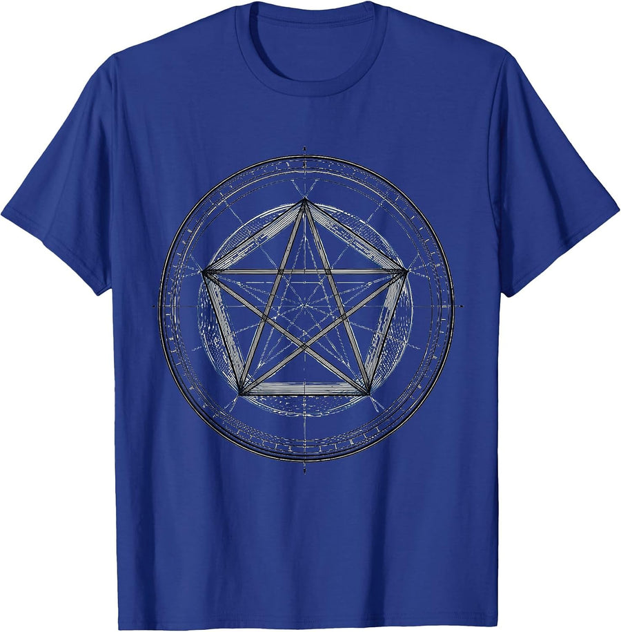 Geometric Pentagram Sacred Geometry Math Enthusiast T-Shirt - Royal Blue