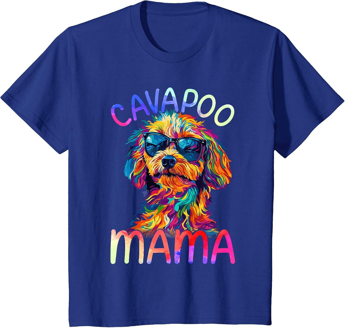 Cavapoo Mom Mama Colorful Pop Art Cavapoo Dog T-Shirt - Royal Blue