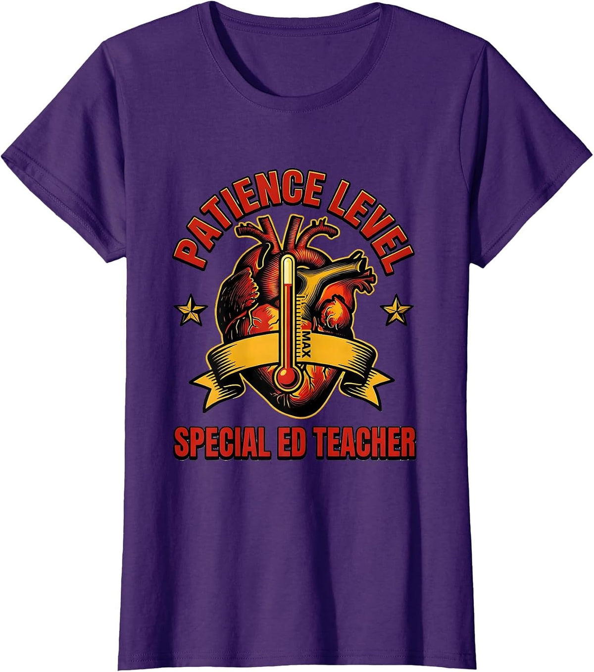 Women's Patience Level Special Ed Teacher Graphic Design T-Shirt - Purple