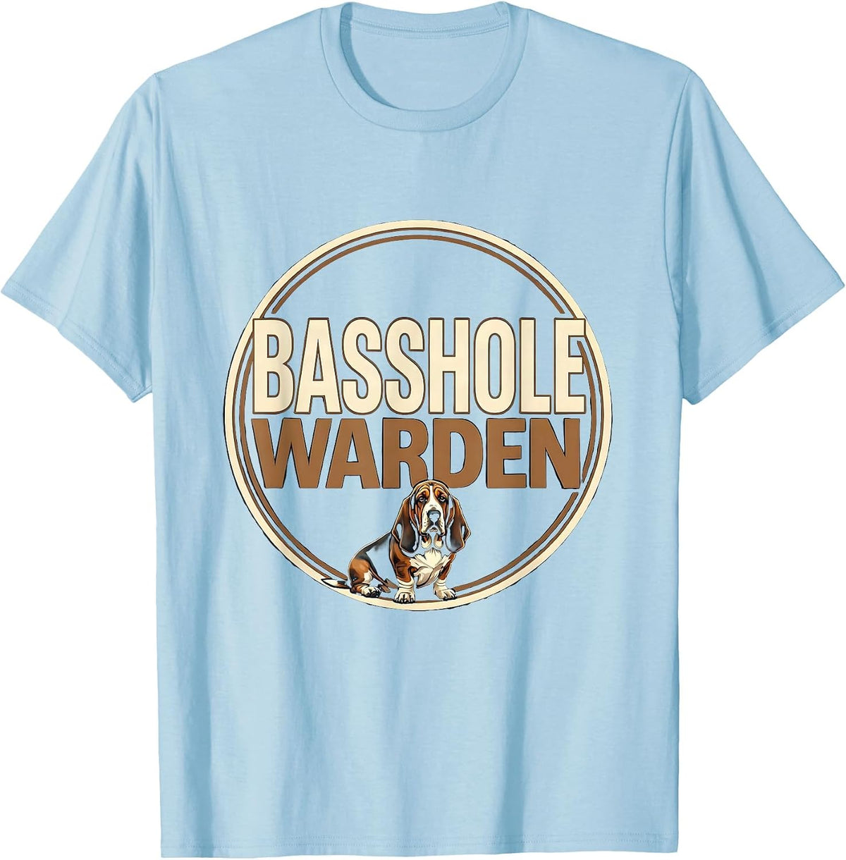 Men's Basshole Warden Funny Basset Hound Owner Dog Lover Gift T-Shirt - Baby Blue
