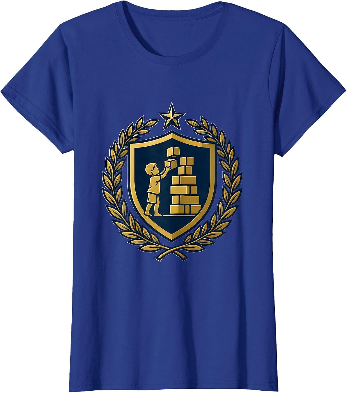 Women's Special Education Building Blocks Graphic Tee T-Shirt - Royal Blue