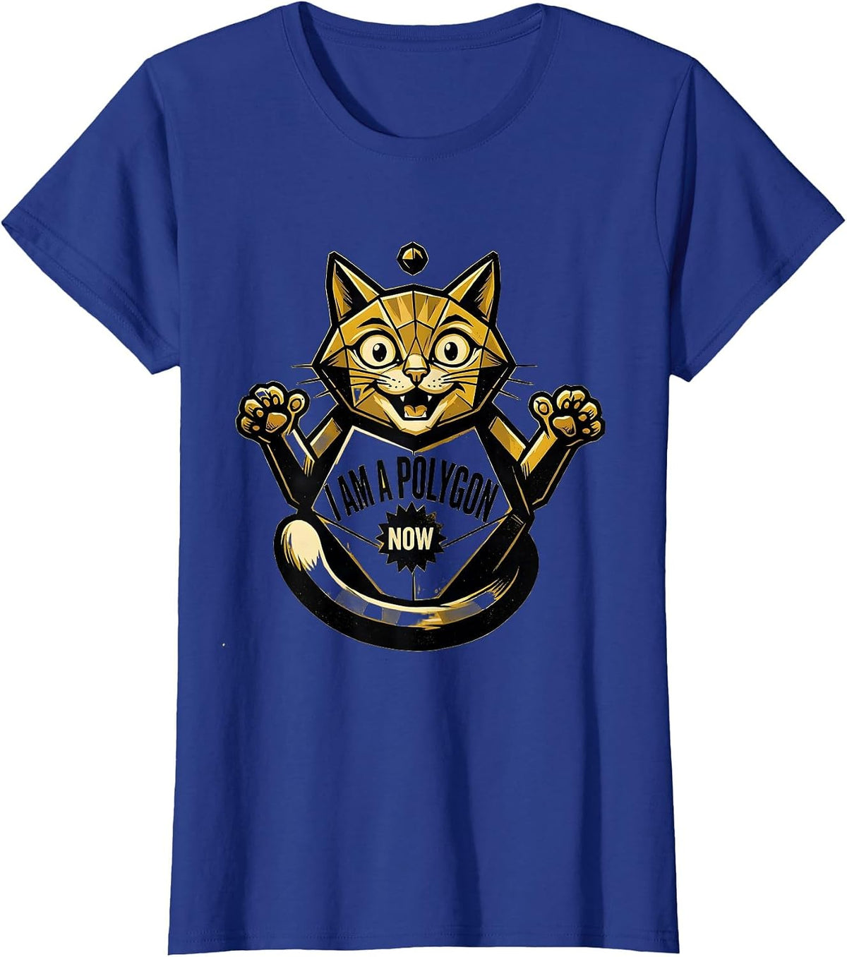 Women's I Am A Polygon Now Retro Advertising Cat Geometry Math T-Shirt - Royal Blue