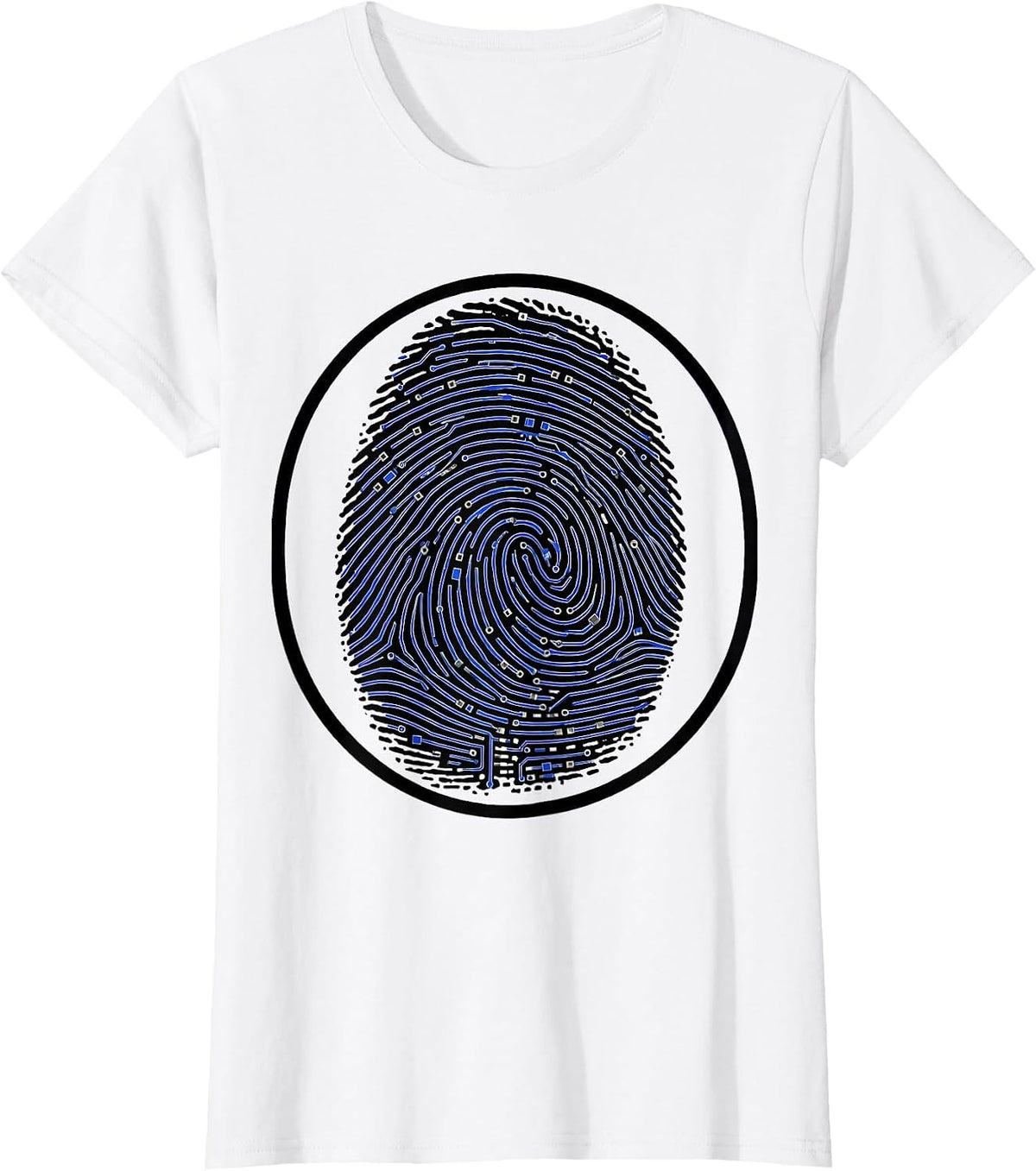 Fingerprint Circuit Board Cybersecurity Graphic T-Shirt - White