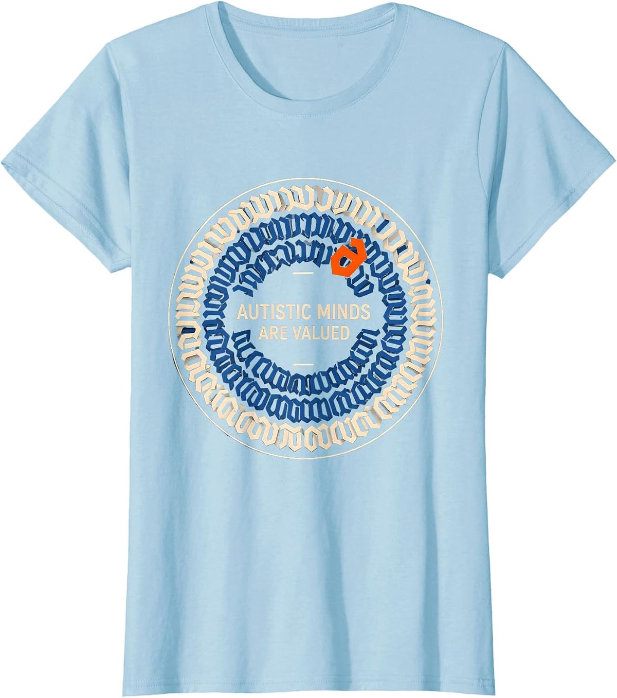Autistic Minds Are Valued Geometric Neurodiversity Identity T-Shirt - Baby Blue