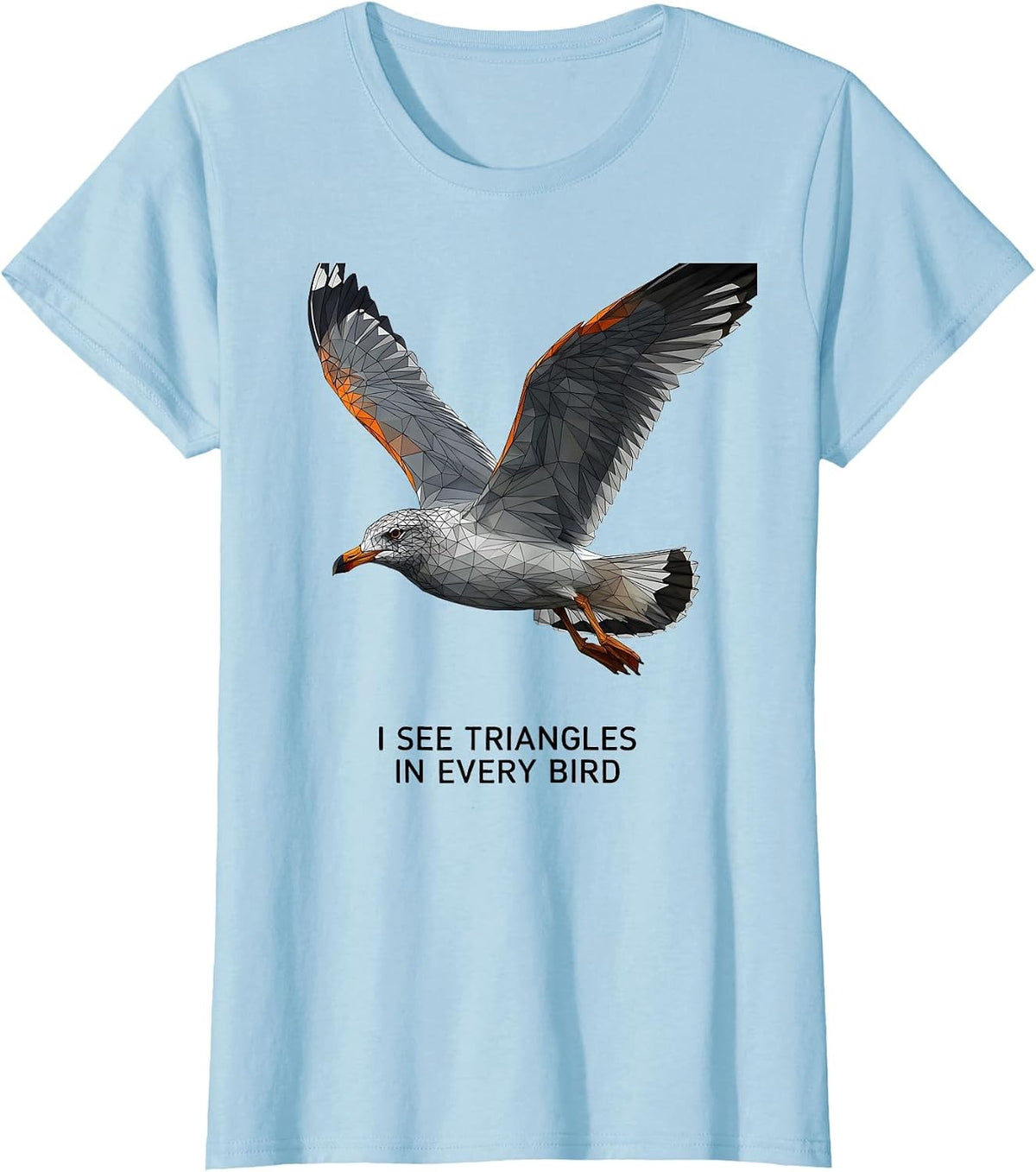 Women's I See Triangles In Every Bird Funny Math Teacher Geometry T-Shirt - Baby Blue