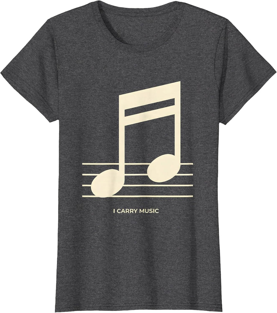 Women's I Carry Music Minimalist Music Lover Gift for Musicians T-Shirt - Dark Heather Grey