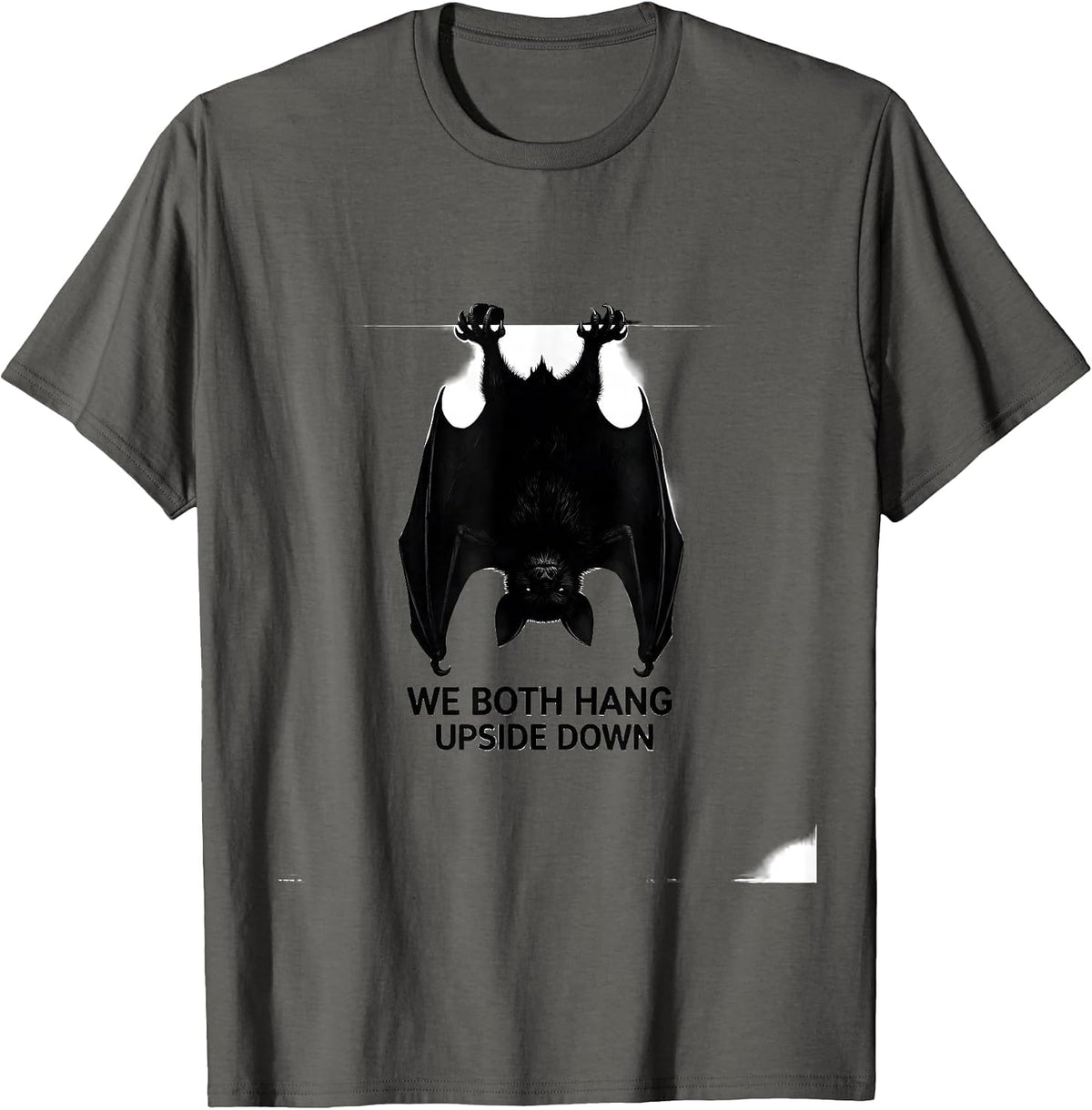 Men's We Both Hang Upside Down Funny Bat Lover Wildlife T-Shirt - Asphalt Grey
