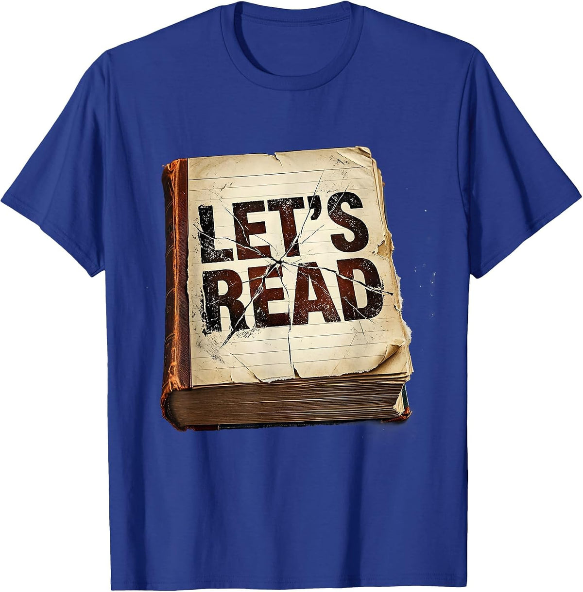 Let's Read Distressed Book Teacher English Literature Class T-Shirt - Royal Blue