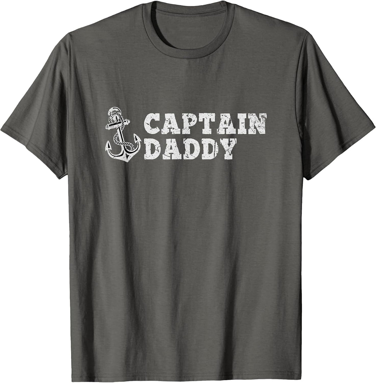 Captain Daddy Sailing Boating Vintage Boat Anchor Funny T-Shirt - Asphalt Grey