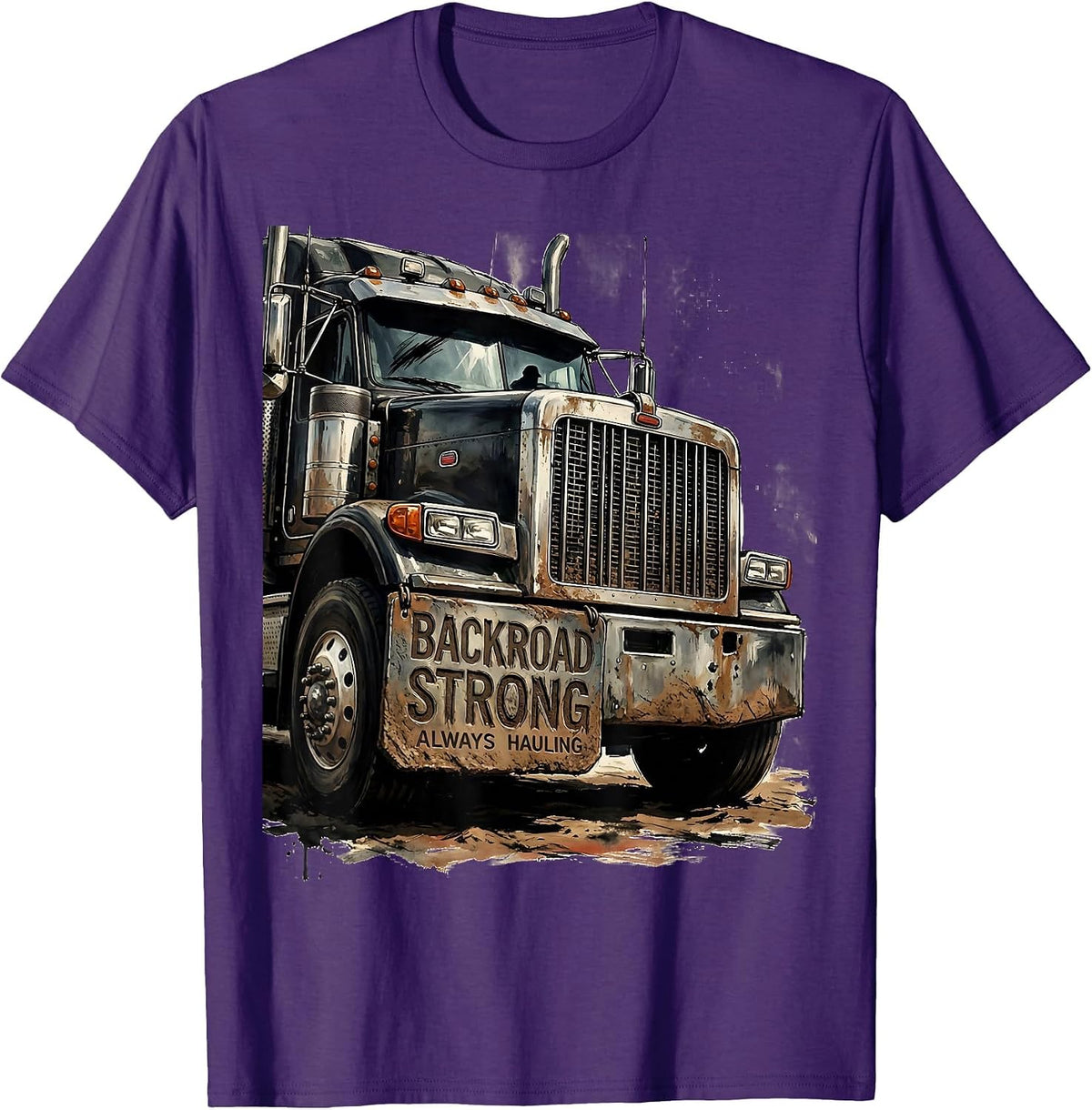 Men's Backroad Strong Truck Driver Labor Day Design T-Shirt - Purple