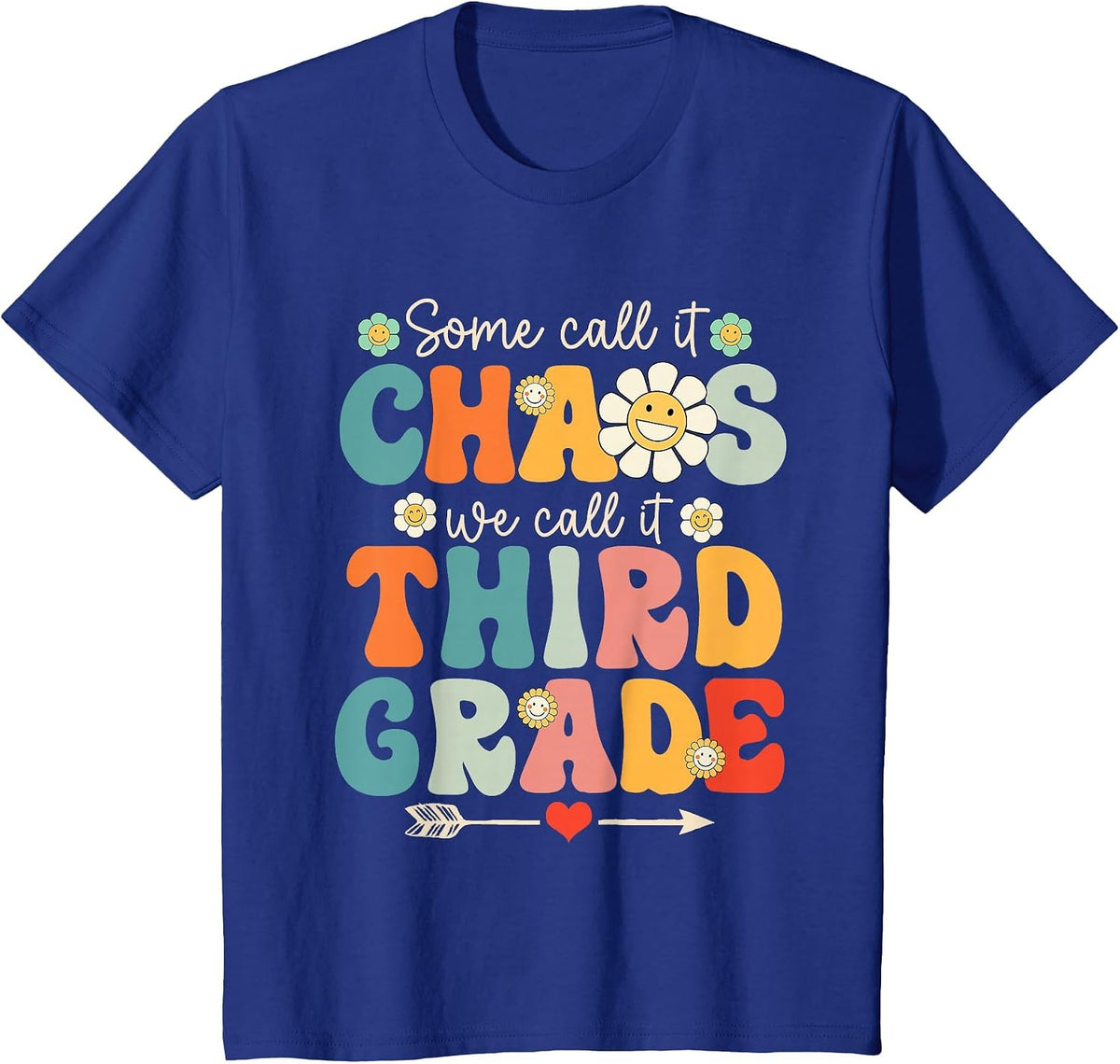 Third Grade Chaos Shirt Funny Groovy 3rd Grade Teacher T-Shirt - Royal Blue