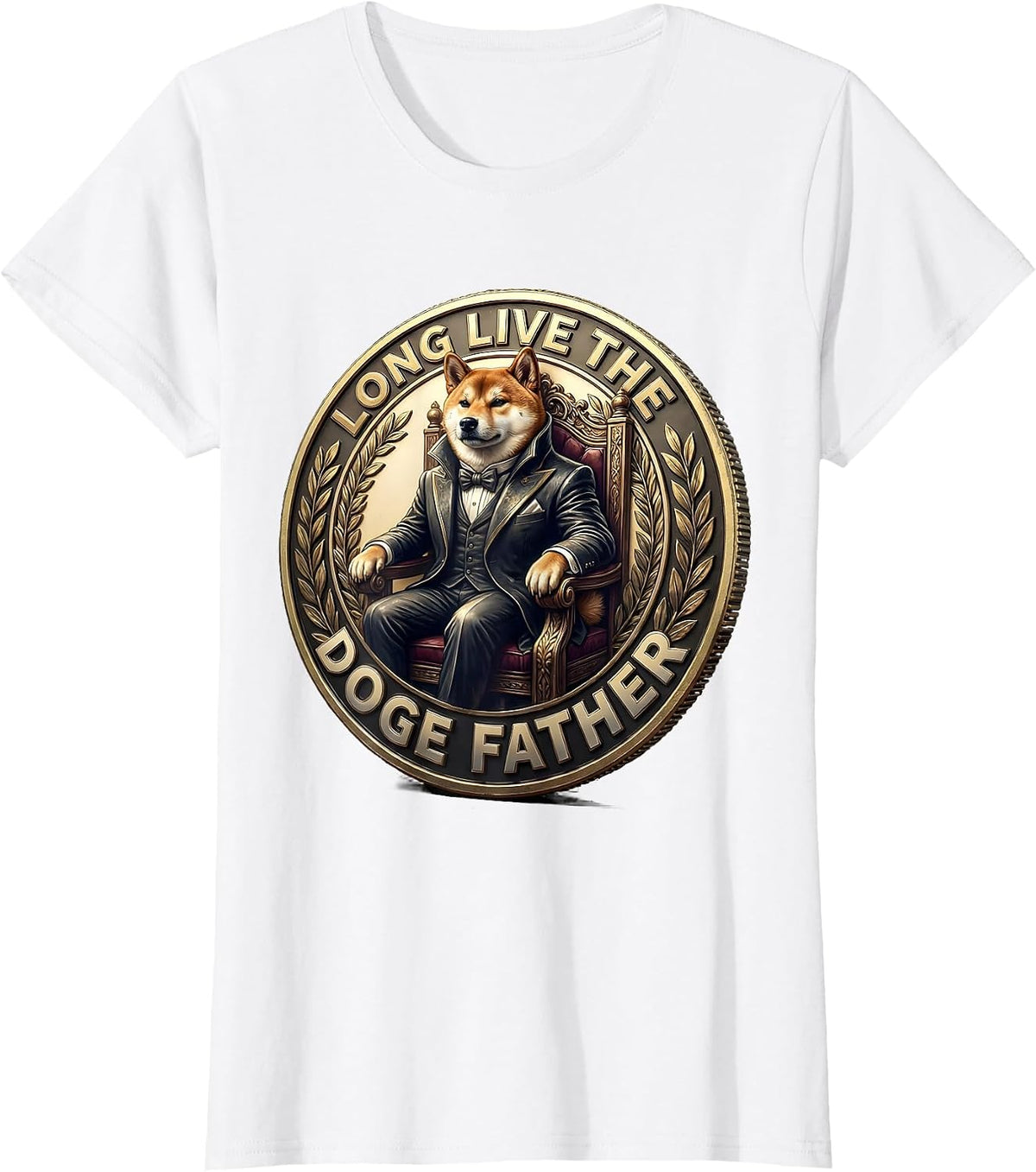 Long Live The Doge Father Crypto Meme Design T-Shirt - White