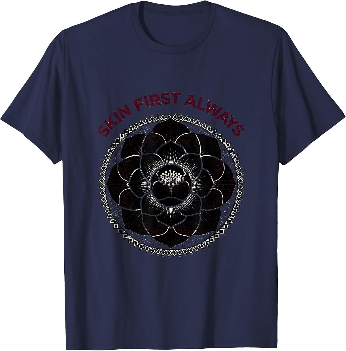 Skin First Always K-Beauty Skincare Design T-Shirt - Navy Blue