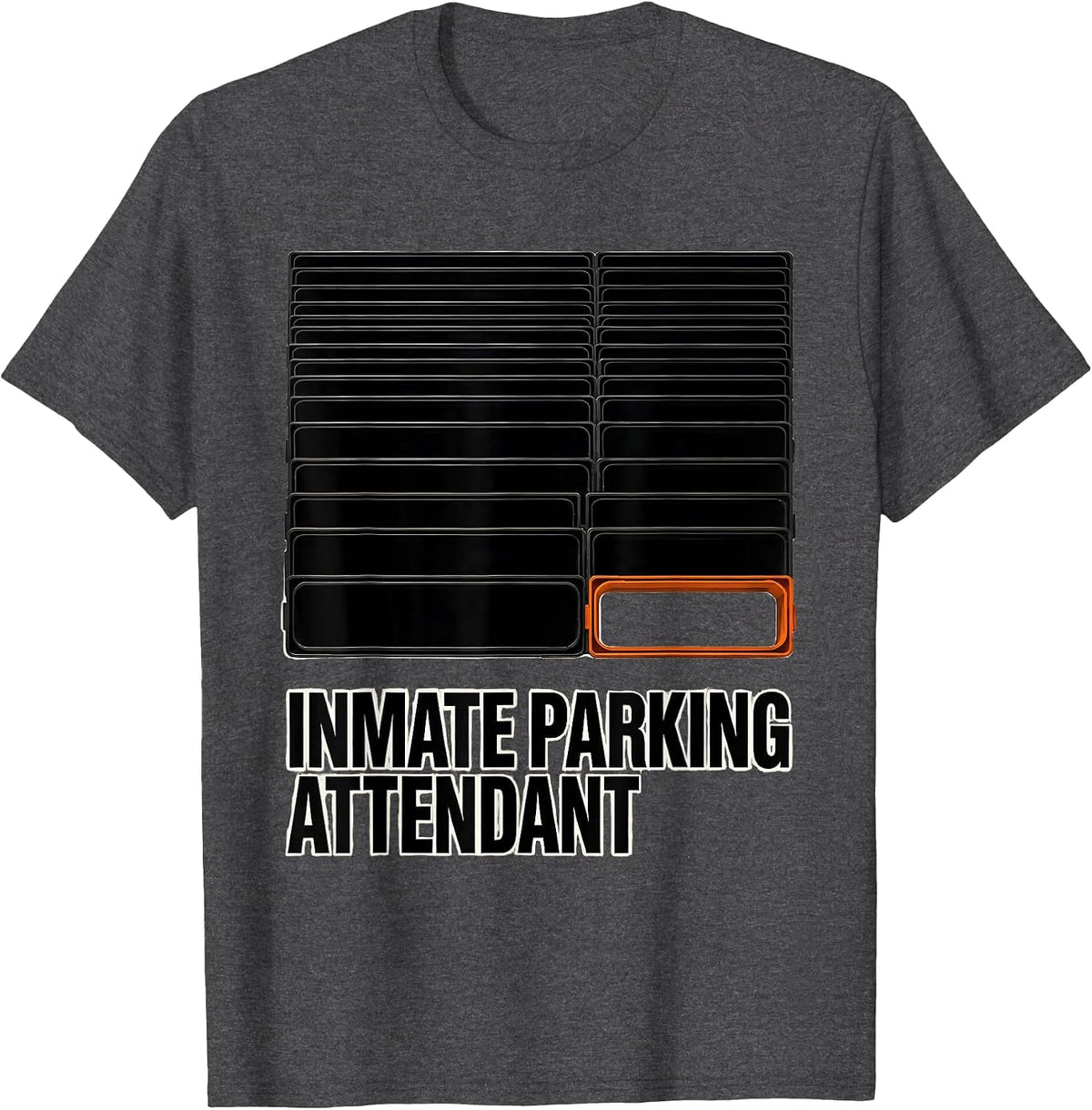 Inmate Parking Attendant Brutalist Graphic Correctional T-Shirt - Dark Heather Grey