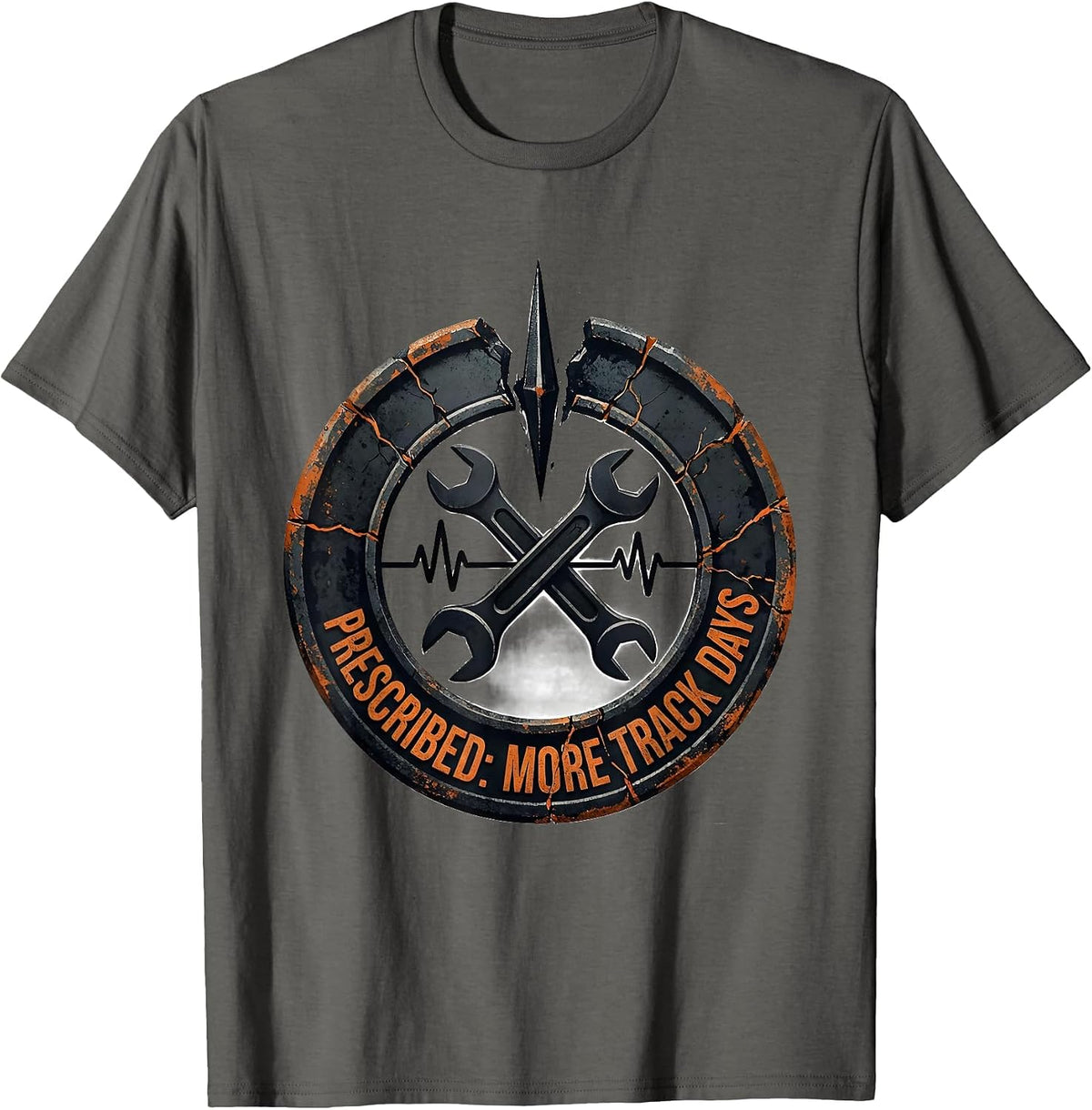 Men's More Track Days Distressed Car Guy Auto Mechanic Racing T-Shirt - Asphalt Grey