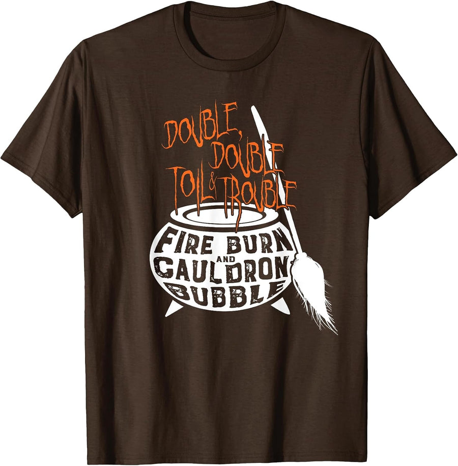 Double, Double Toil & Trouble Shakespeare Halloween T-Shirt - Brown