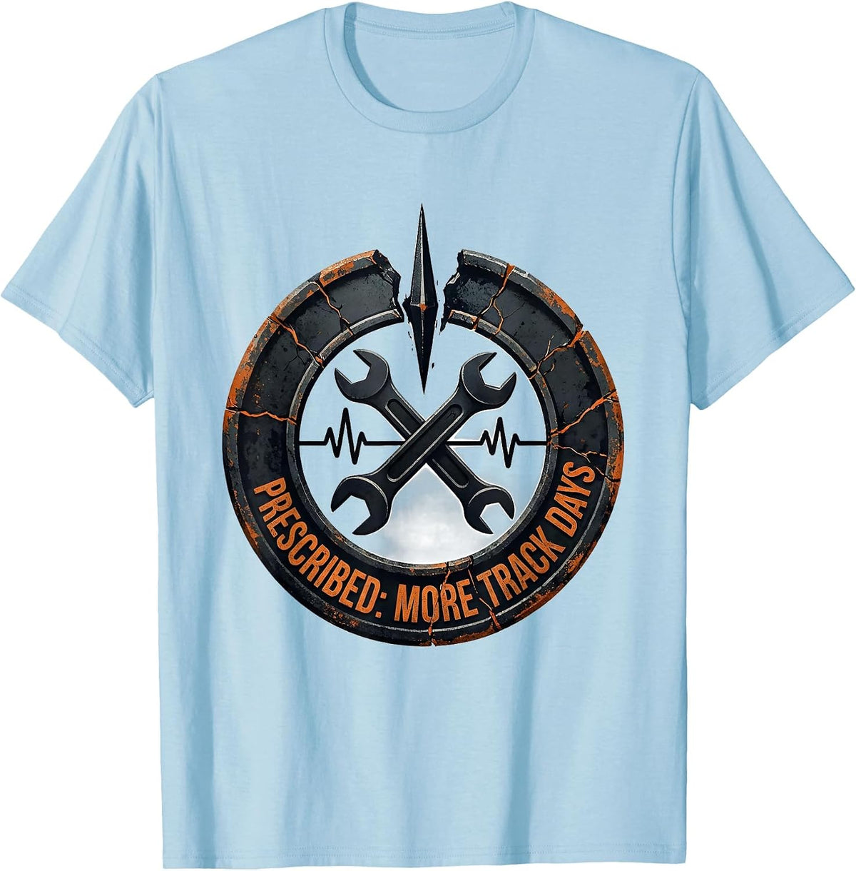 Men's More Track Days Distressed Car Guy Auto Mechanic Racing T-Shirt - Baby Blue
