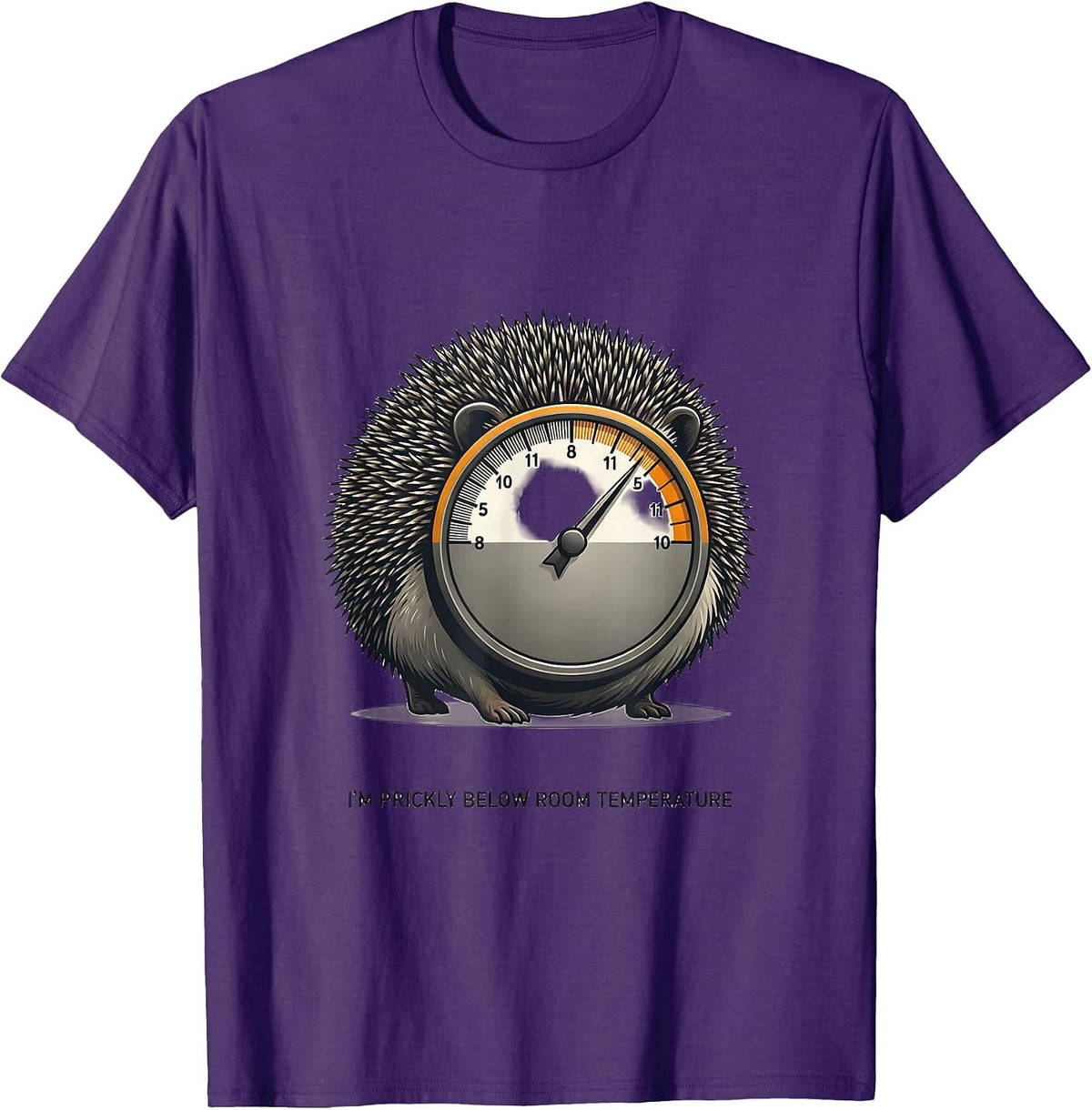 Men's I'm Prickly Below Room Temperature Funny Hedgehog Novelty T-Shirt - Purple