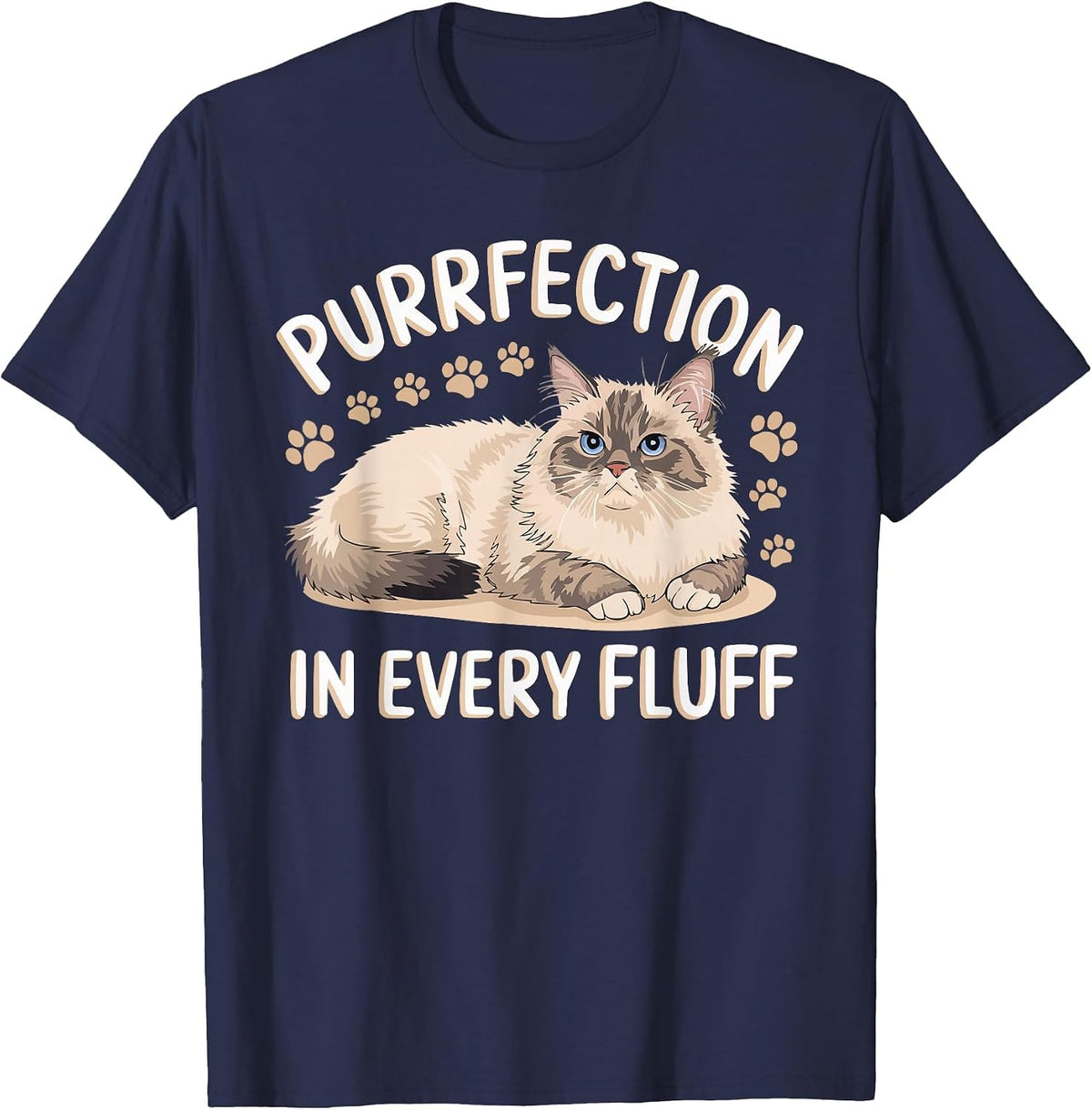 Ragdoll Cat Lover Kitten Meow Animal Cat Lady Pet Kitty T-Shirt - Navy Blue