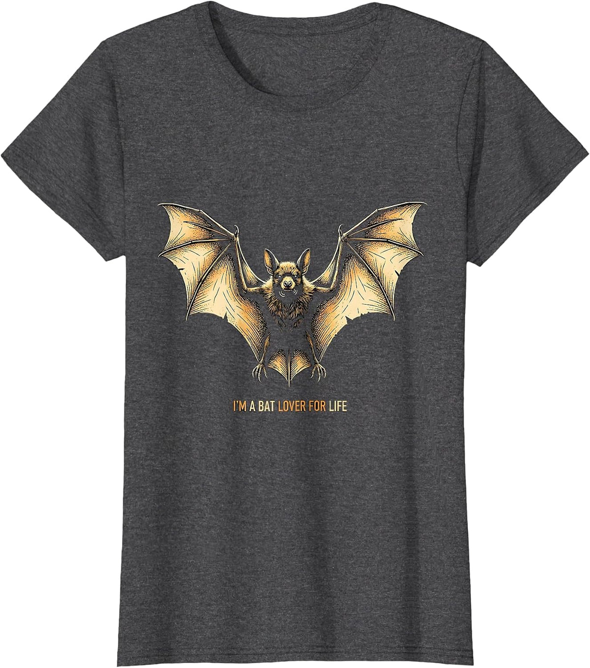 Women's I'm A Bat Lover For Life Funny Bat Wildlife Conservation T-Shirt - Dark Heather Grey